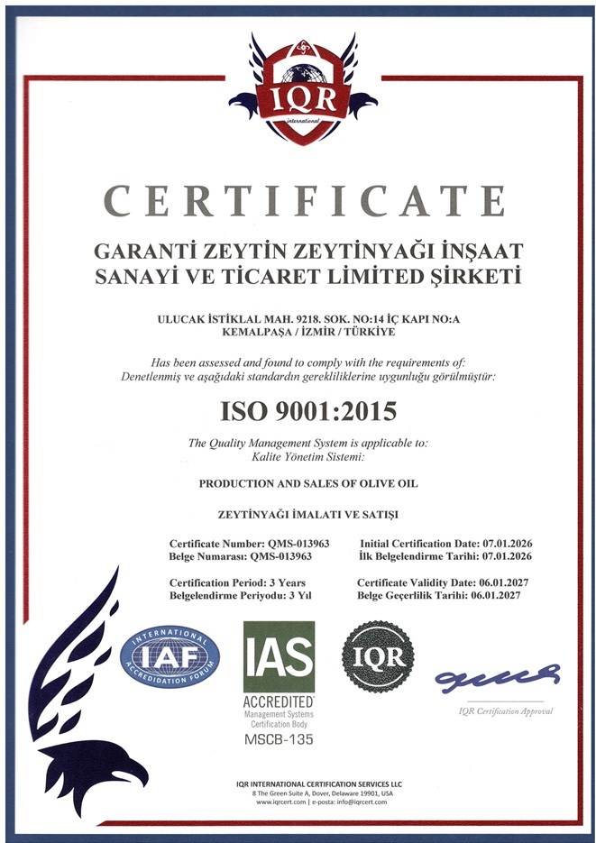 ISO 9001 Sertifikası